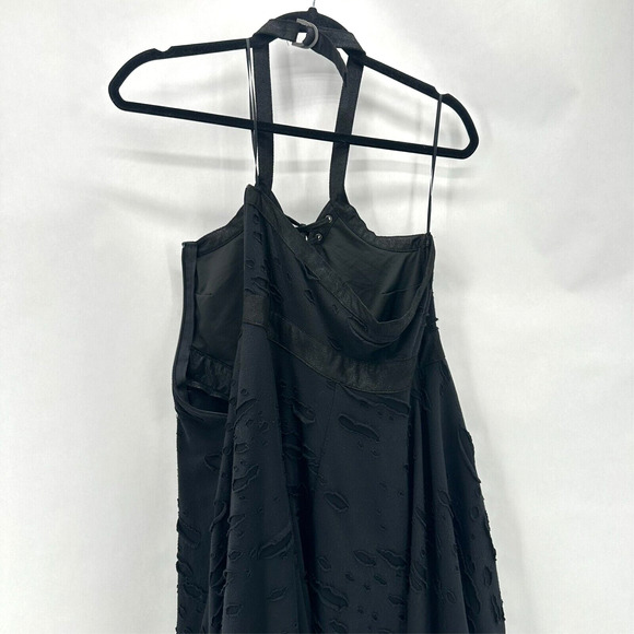 Killstar Badlands Halter Midi Dress L Black Distressed Goth Punk Witchy Vampire - Picture 8 of 12